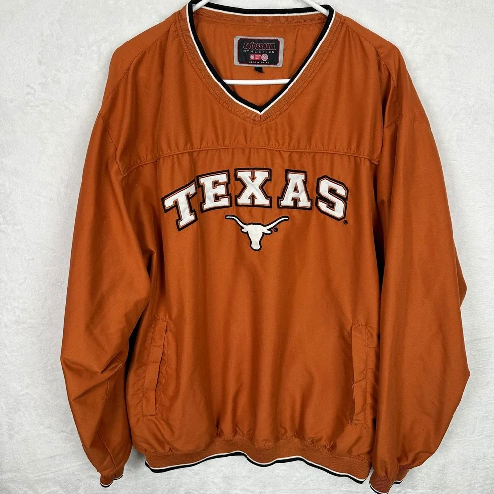 Texas Longhorns Men XL Burnt Orange V-Neck Vintage 90s Style Pullover Colosseum